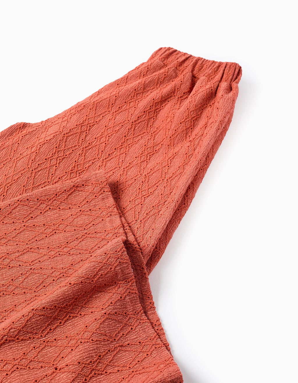 Pantalón ancho en bordado inglés para niña, naranja
