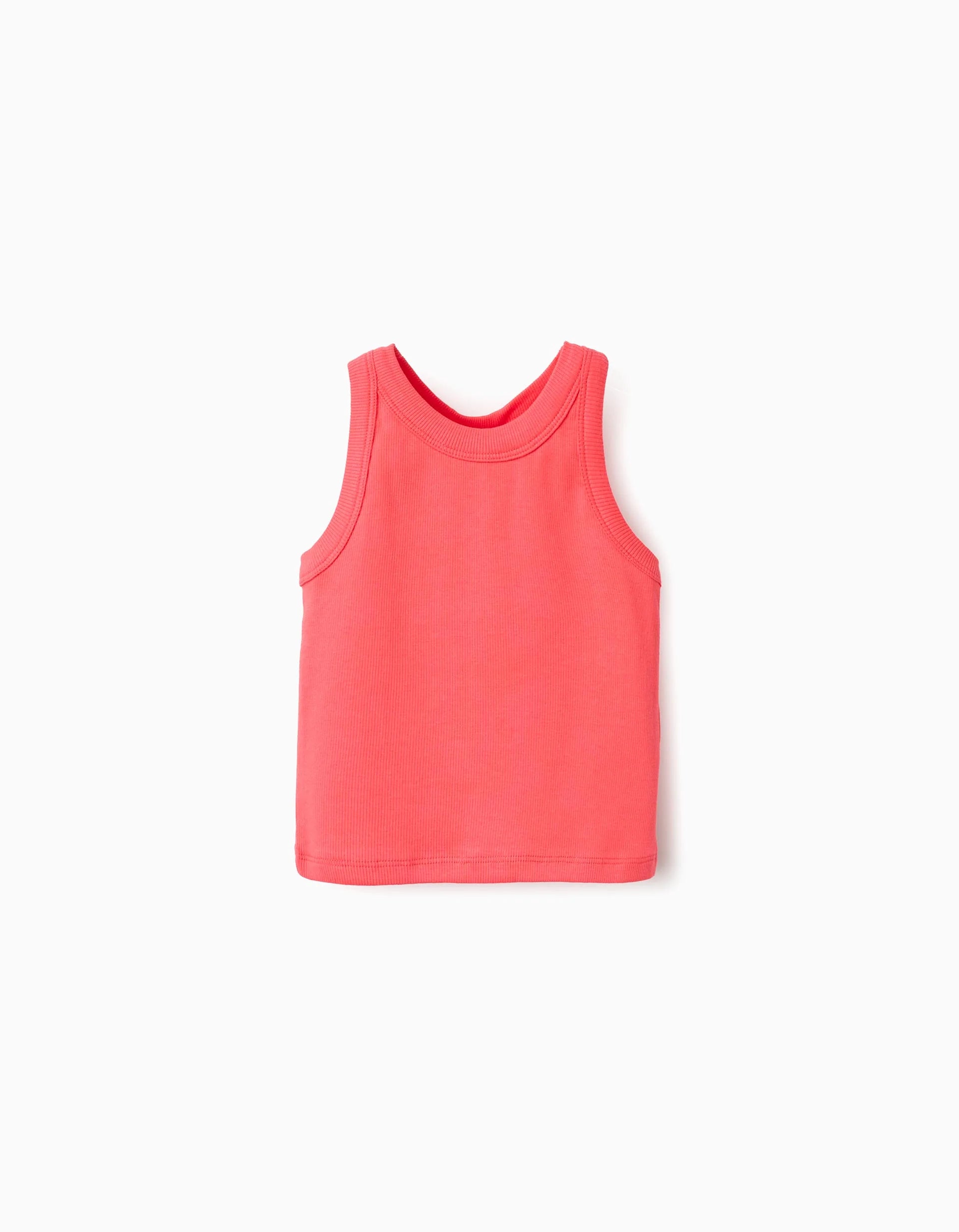 Camiseta de tirantes de algodón acanalado para niña, rojo