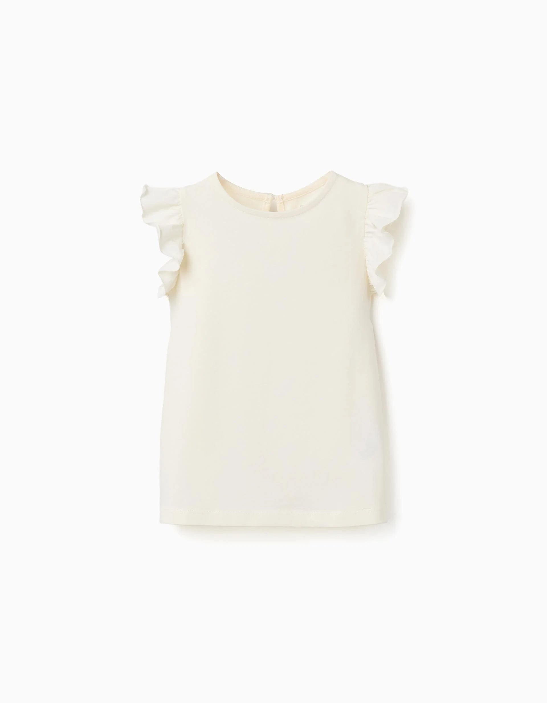 Camiseta con mangas con volantes para niña, beige claro