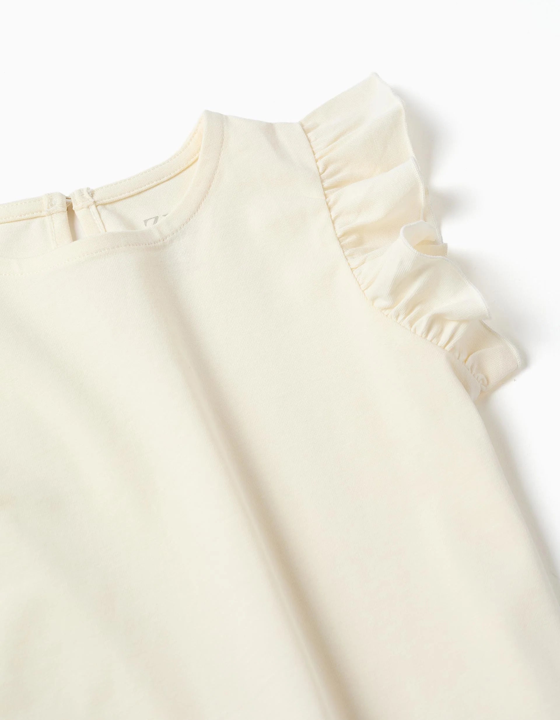 Camiseta con mangas con volantes para niña, beige claro