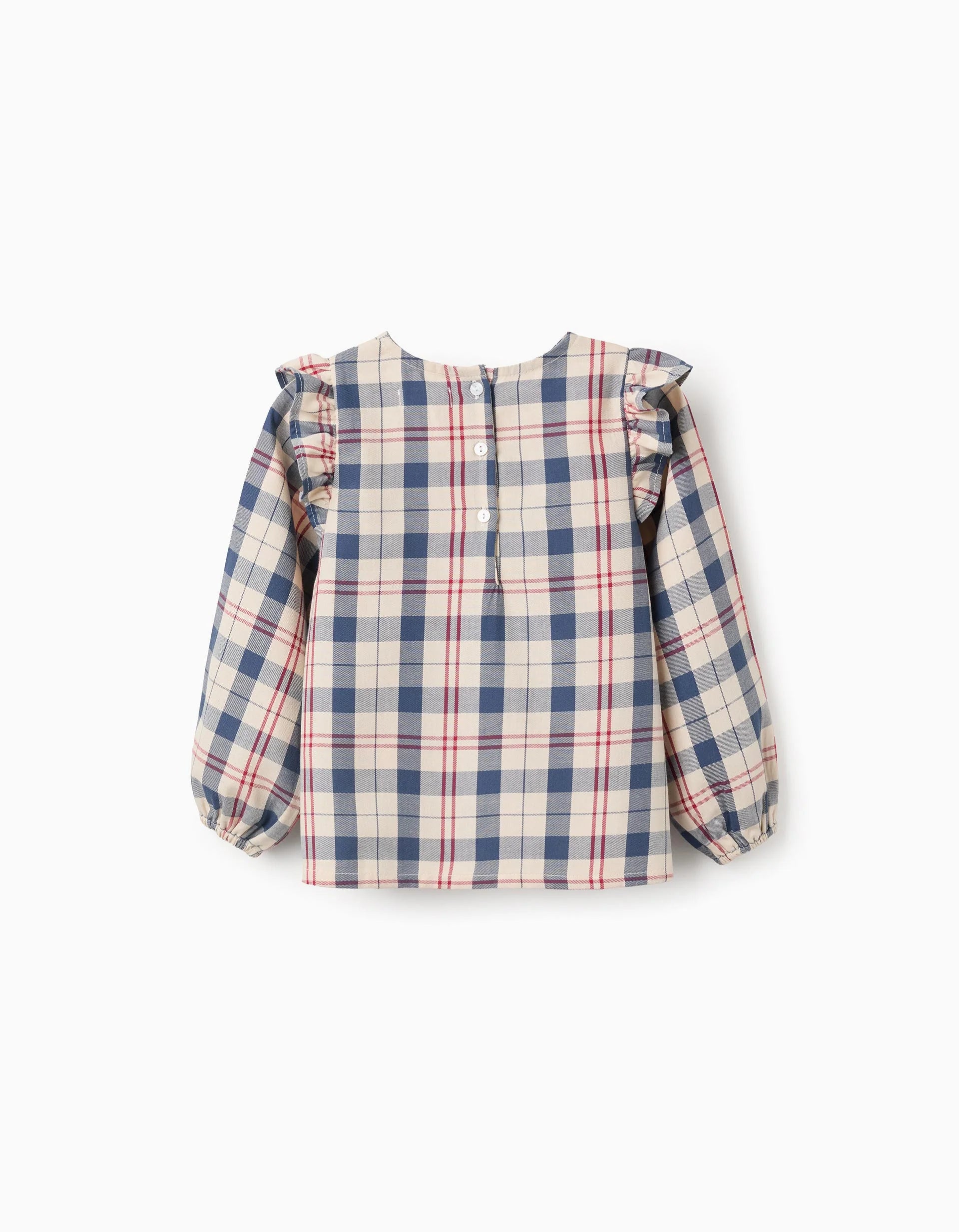 Blusa de Algodón a Cuadros para Niña 'B&S', Beige/Azul/Rojo