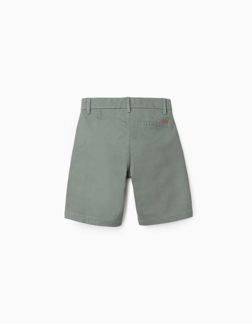 Bermudas chino midi de sarga con bolsillos para niño, verde oscuro