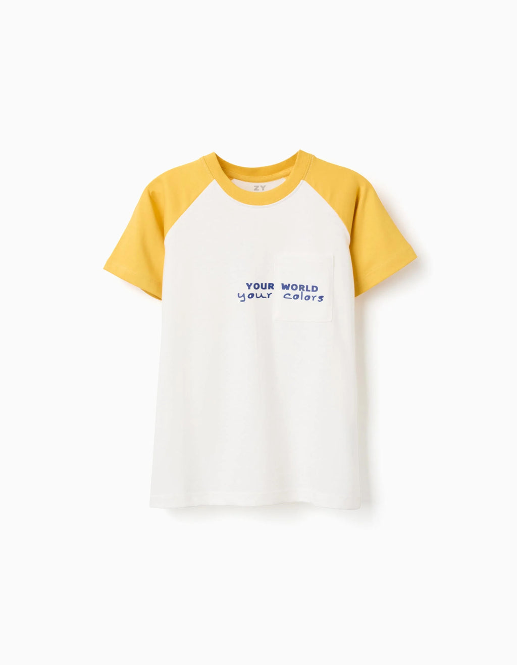 Camiseta de algodón con estampado Colors para niño, blanco/amarillo
