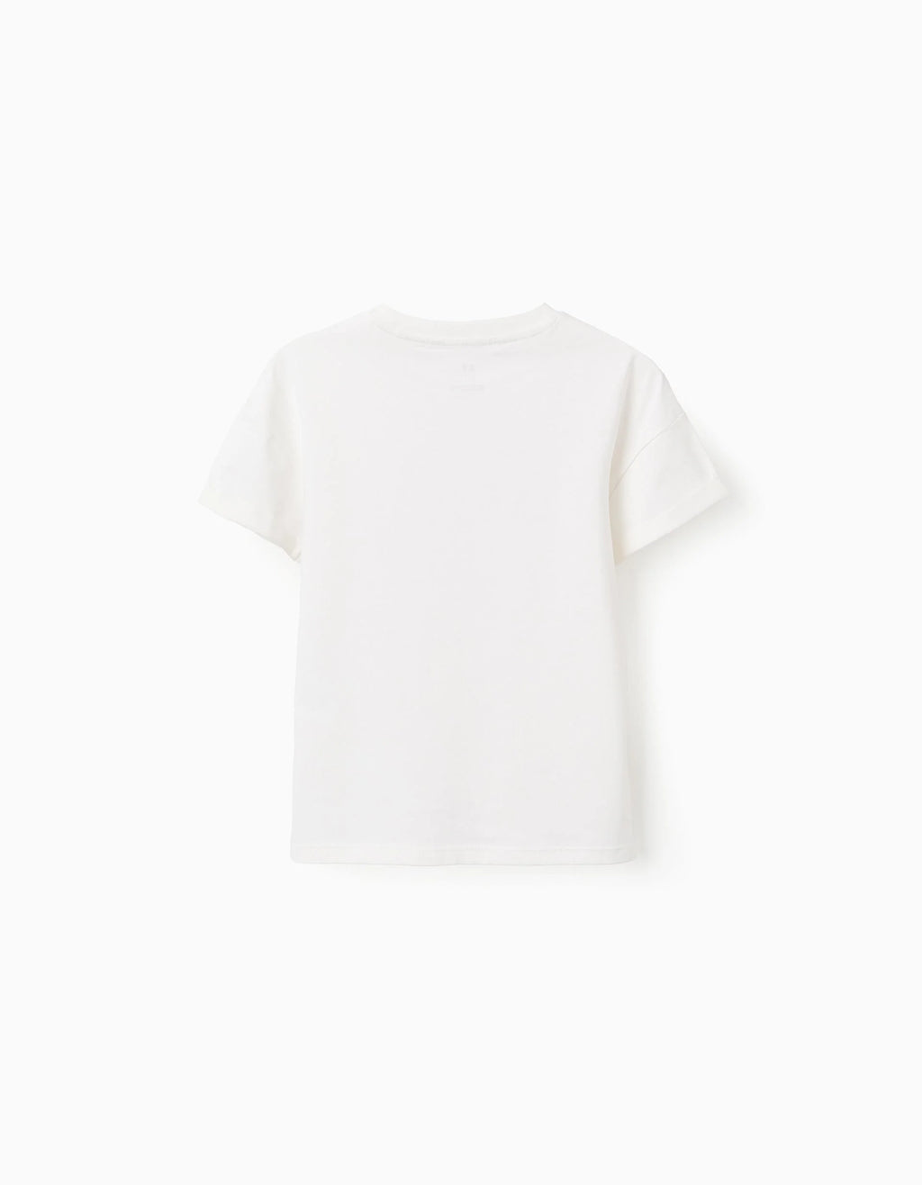 Camiseta de algodón con estampado en relieve y bordado para niña, blanco