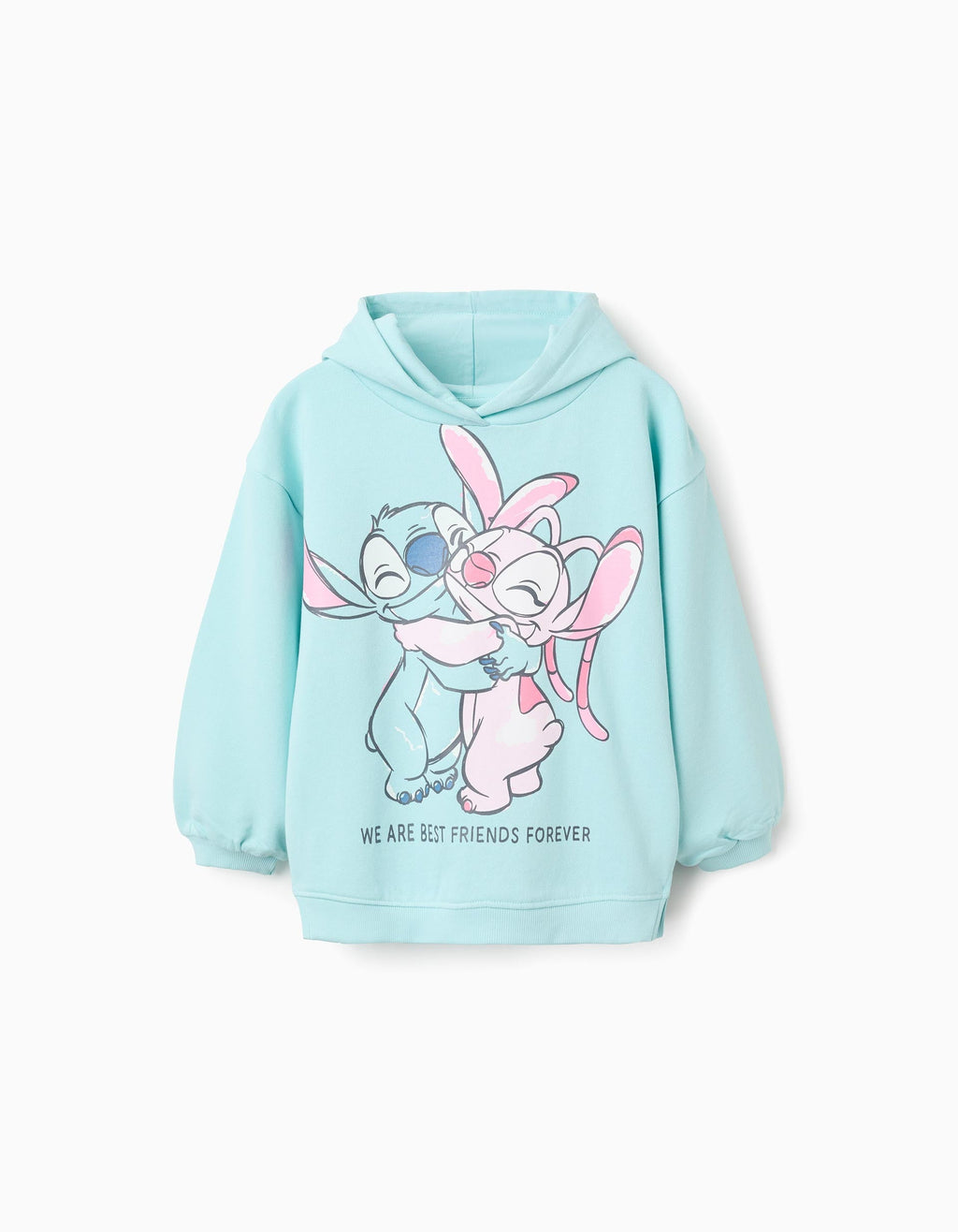 Sudadera de algodón con capucha y estampado Stitch para niña, azul claro