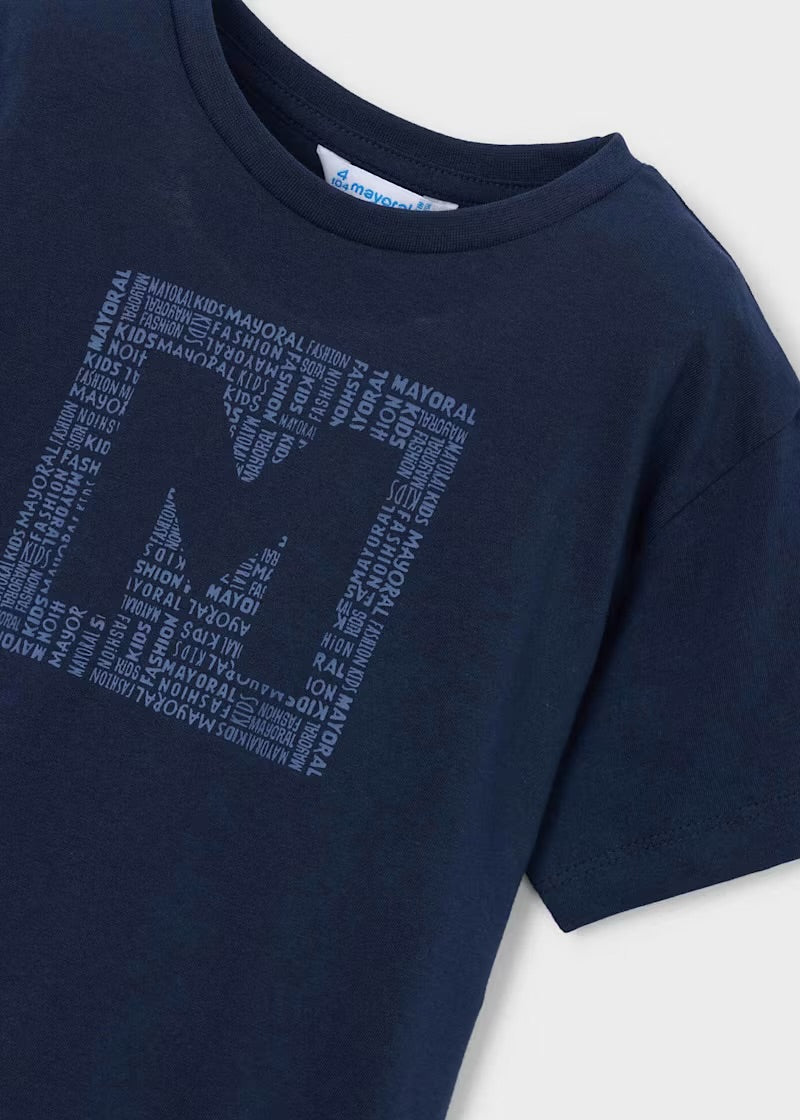 Camiseta básica letra niño, marino
