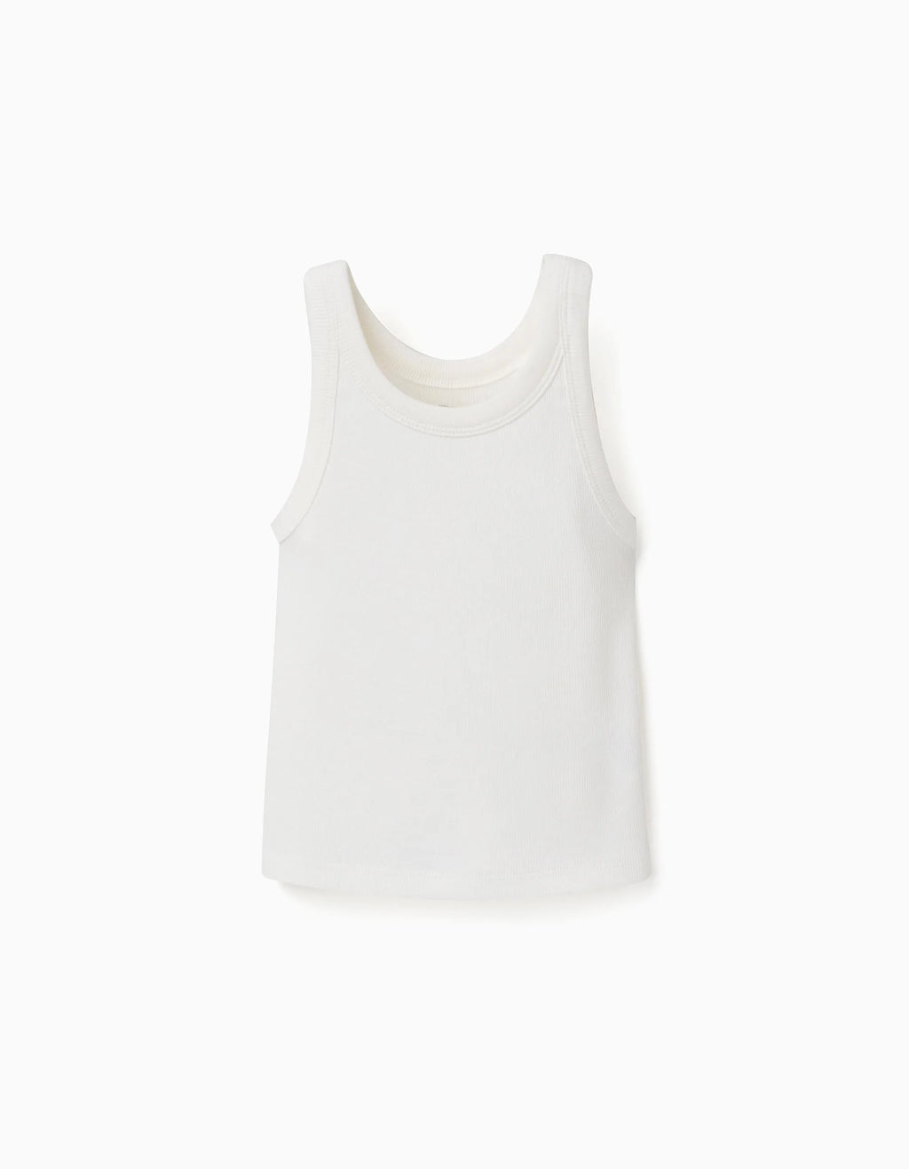 Camiseta de tirantes de algodón acanalado para niña, blanco