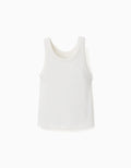 Camiseta de tirantes de algodón acanalado para niña, blanco