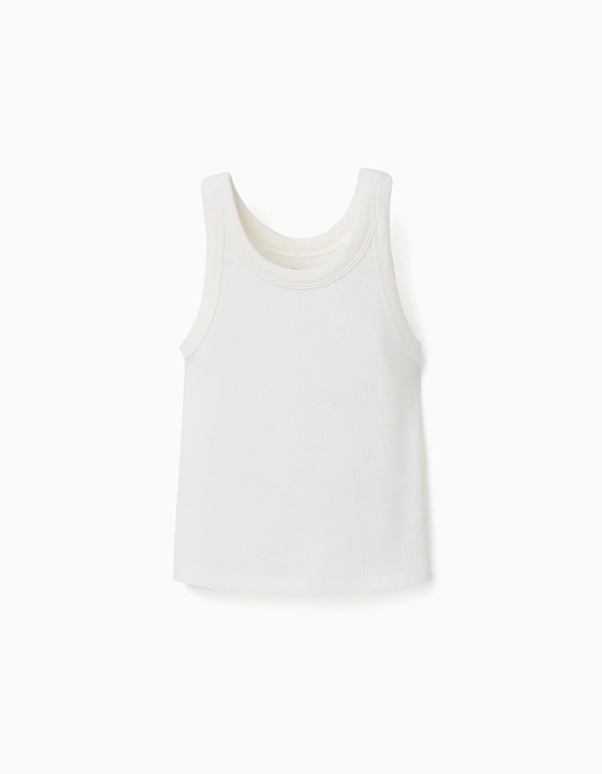 Camiseta de tirantes de algodón acanalado para niña, blanco