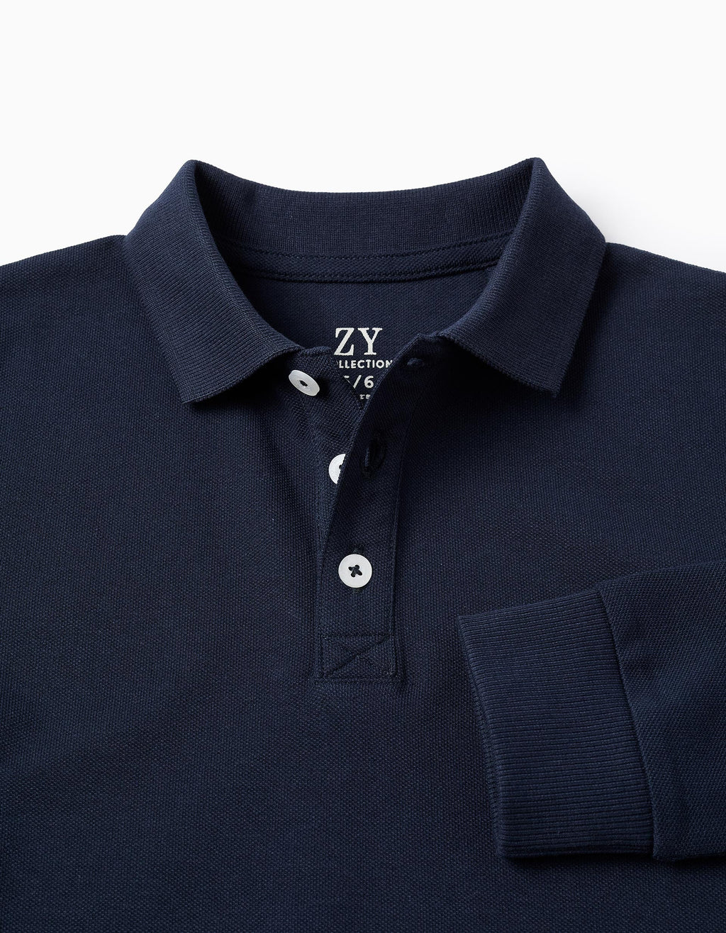 Polo de Manga Larga en Algodón para Niño, Azul Oscuro