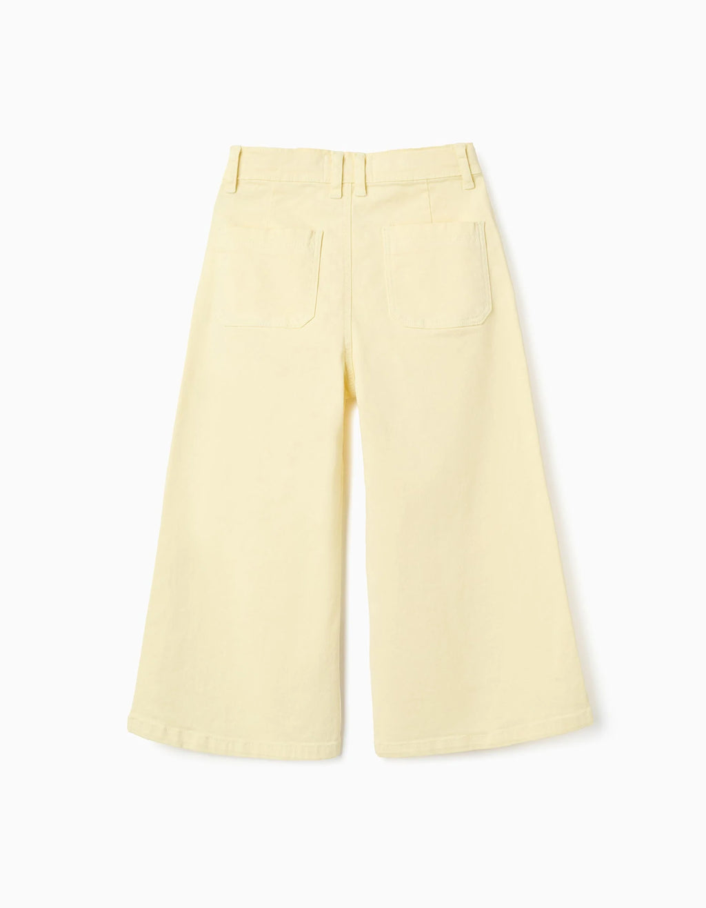 Pantalón de sarga de pierna ancha para niña, amarillo claro