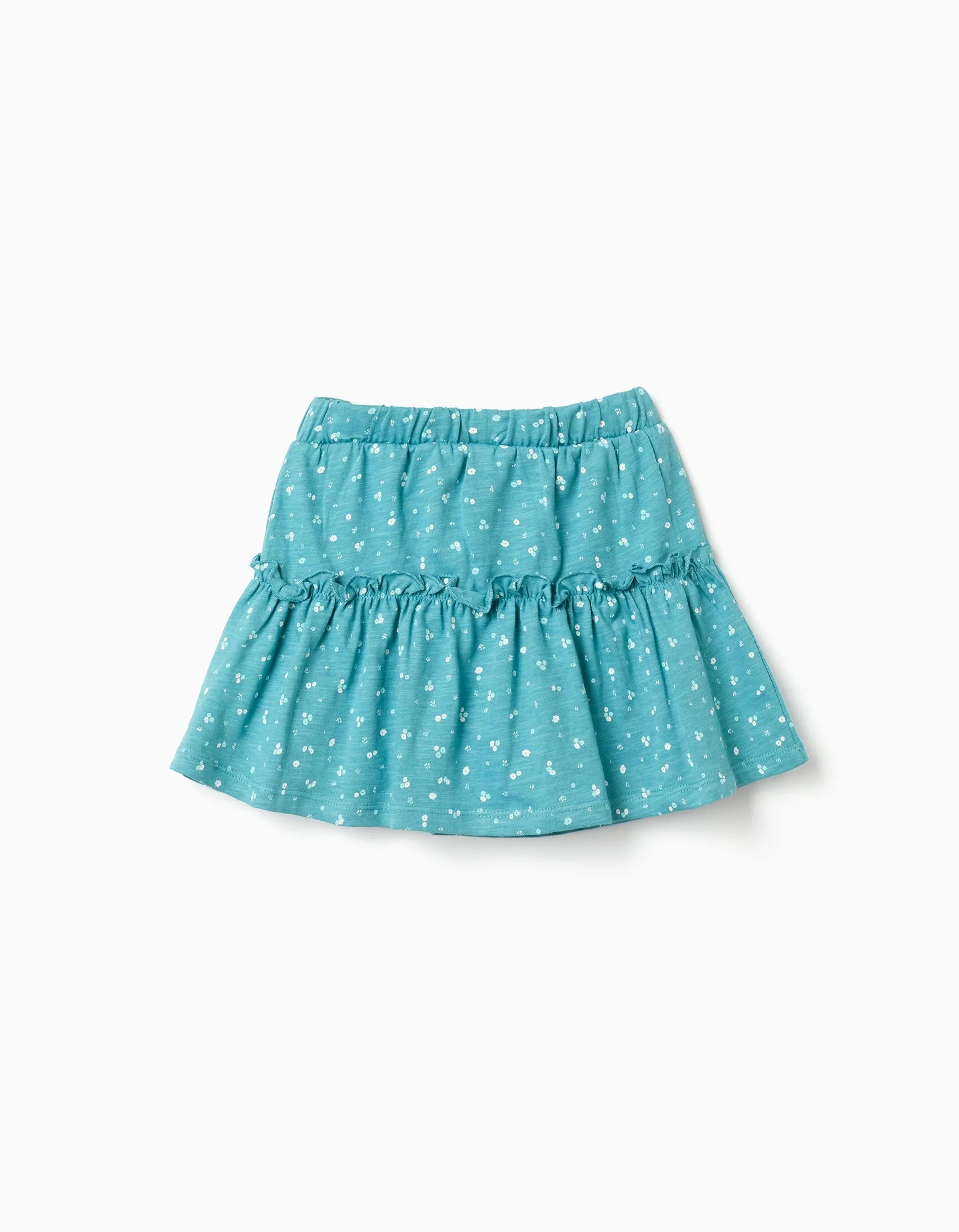 Falda pantalón de algodón con motivo floral para niña, azul turquesa