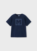 Camiseta básica letra niño, marino