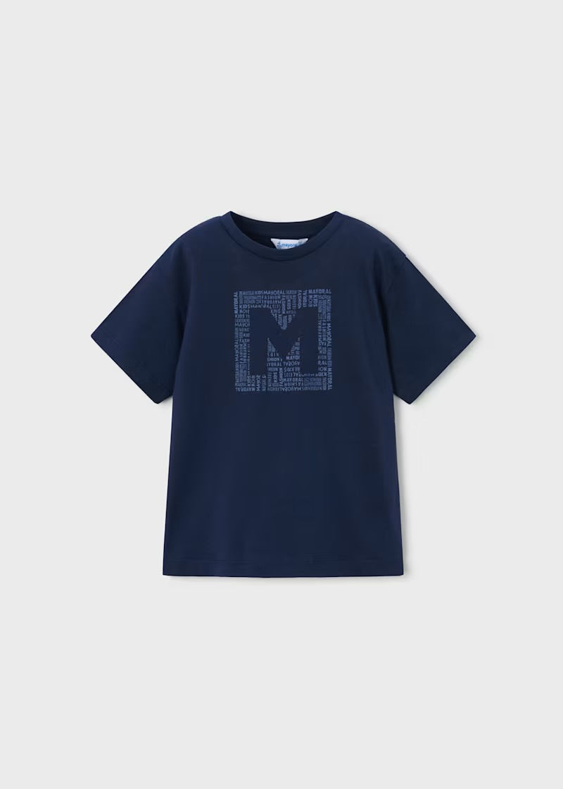Camiseta básica letra niño, marino