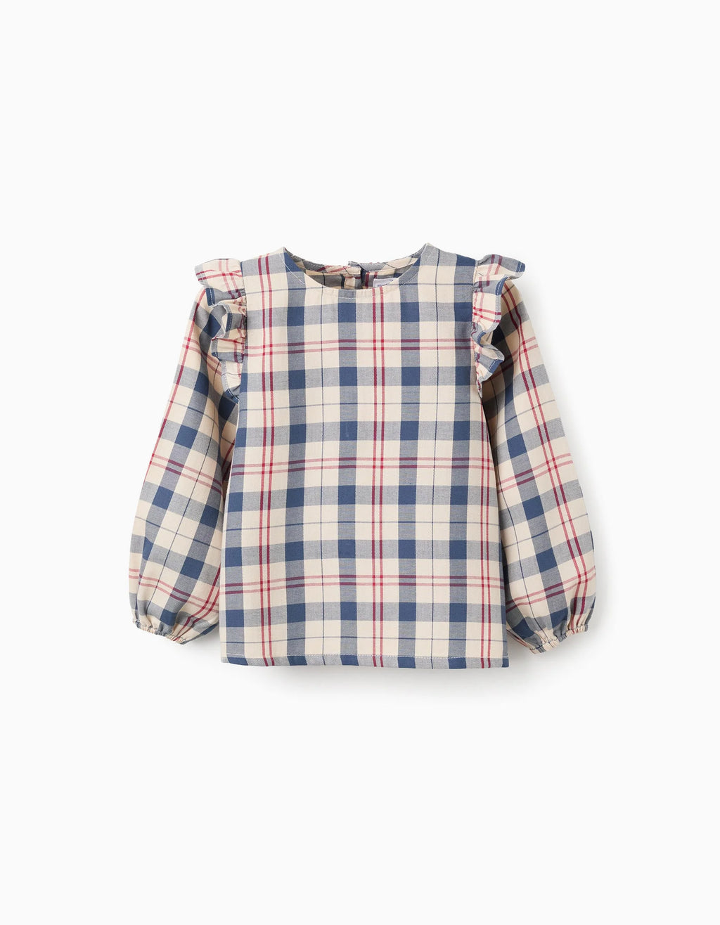 Blusa de Algodón a Cuadros para Niña 'B&S', Beige/Azul/Rojo