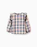Blusa de Algodón a Cuadros para Niña 'B&S', Beige/Azul/Rojo