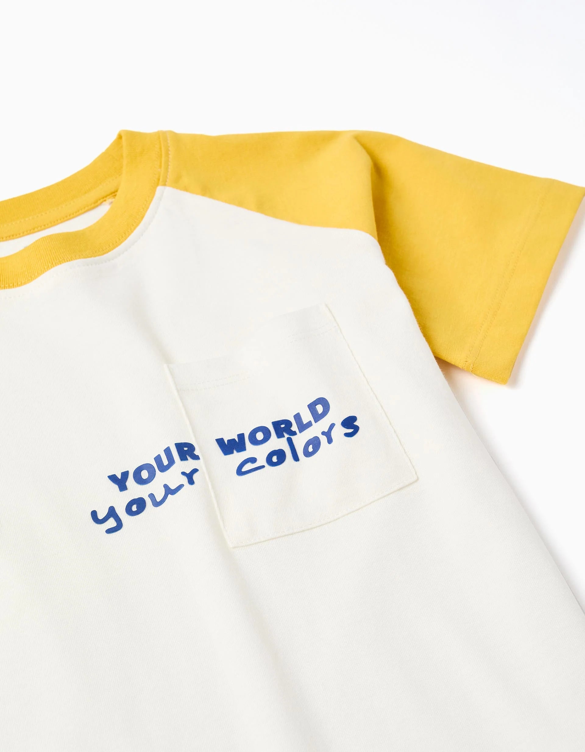 Camiseta de algodón con estampado Colors para niño, blanco/amarillo