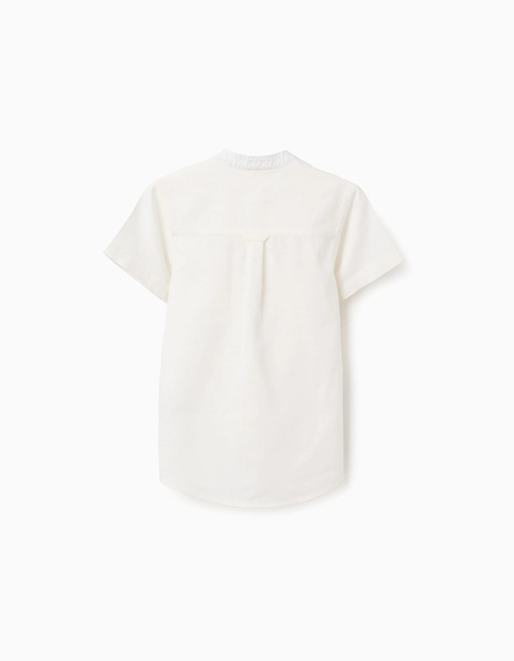 Camisa de lino y algodón con bolsillo para niño, blanco