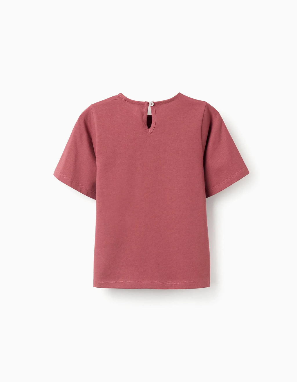 Camiseta de algodón con bolsillo bordado para niña, marrón