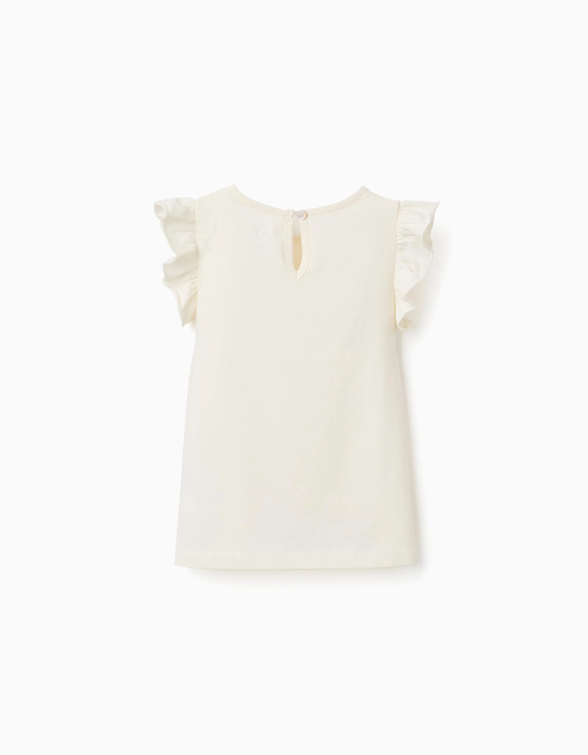 Camiseta con mangas con volantes para niña, beige claro