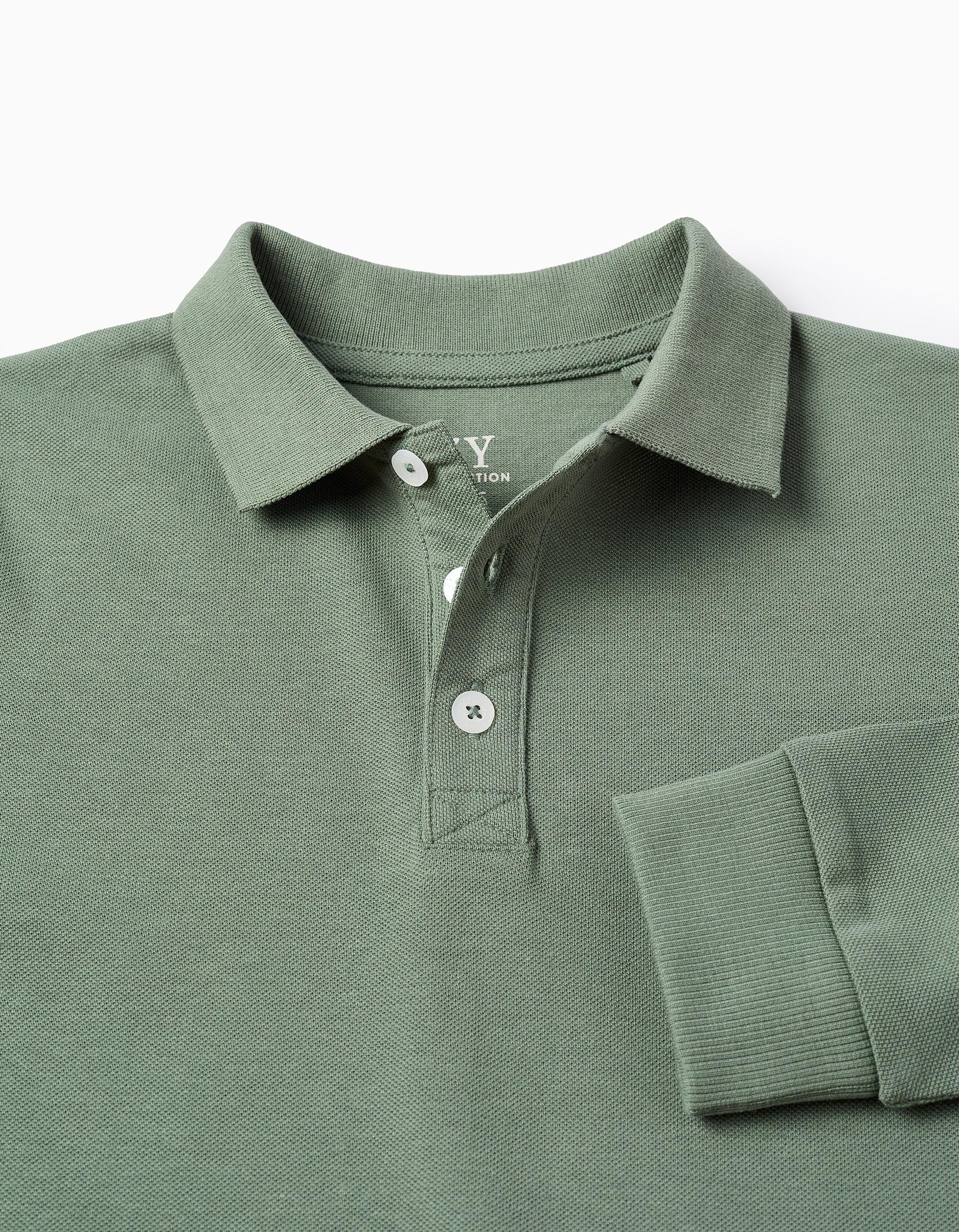 Polo de Manga Larga en Algodón para Niño, Verde