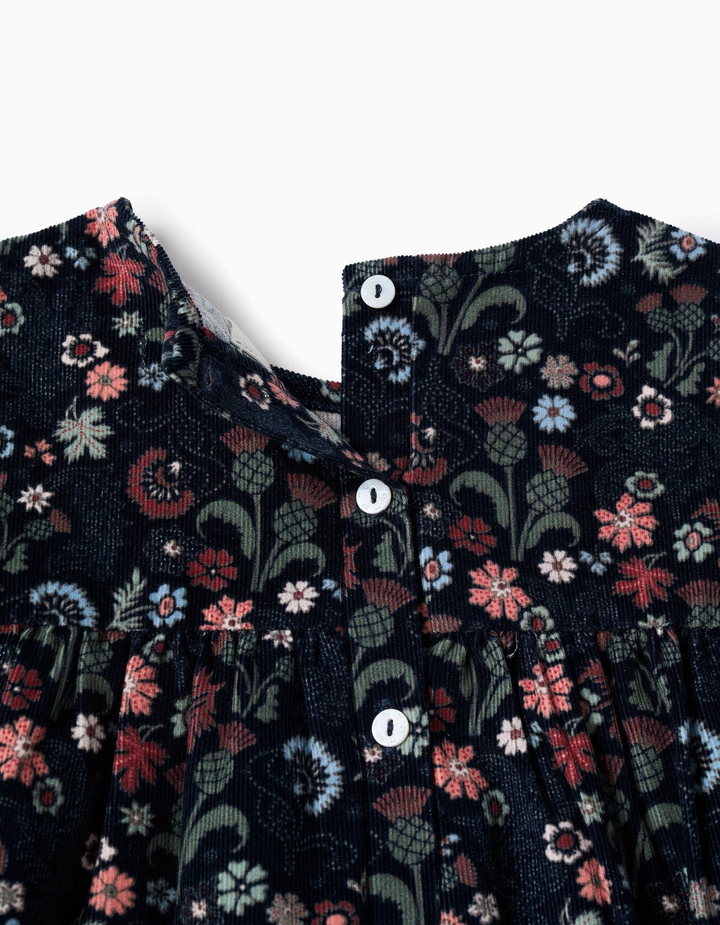 Vestido de Pana Floral en Algodón para Niña