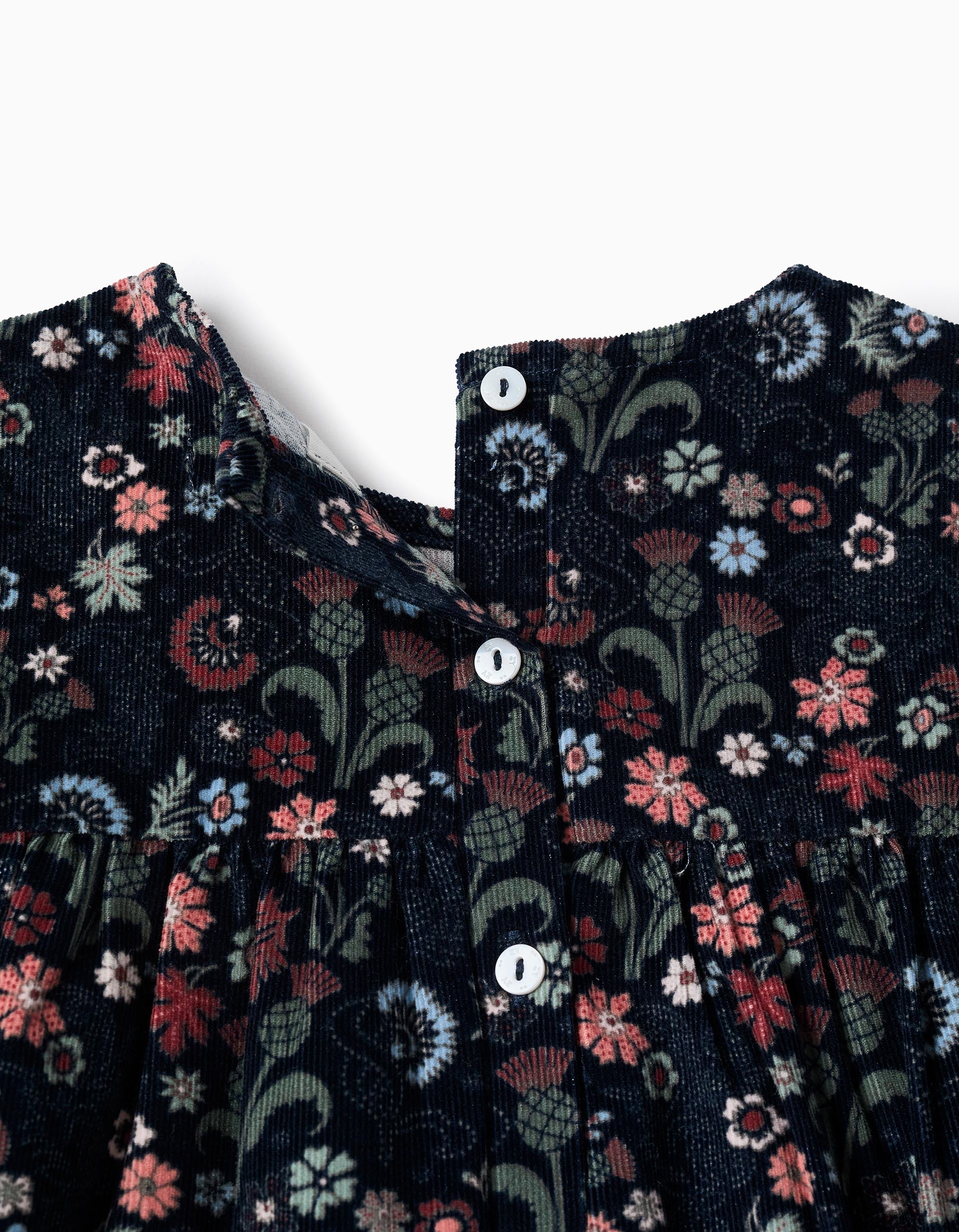 Vestido de Pana Floral en Algodón para Niña