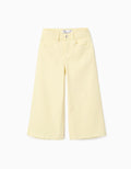 Pantalón de sarga de pierna ancha para niña, amarillo claro