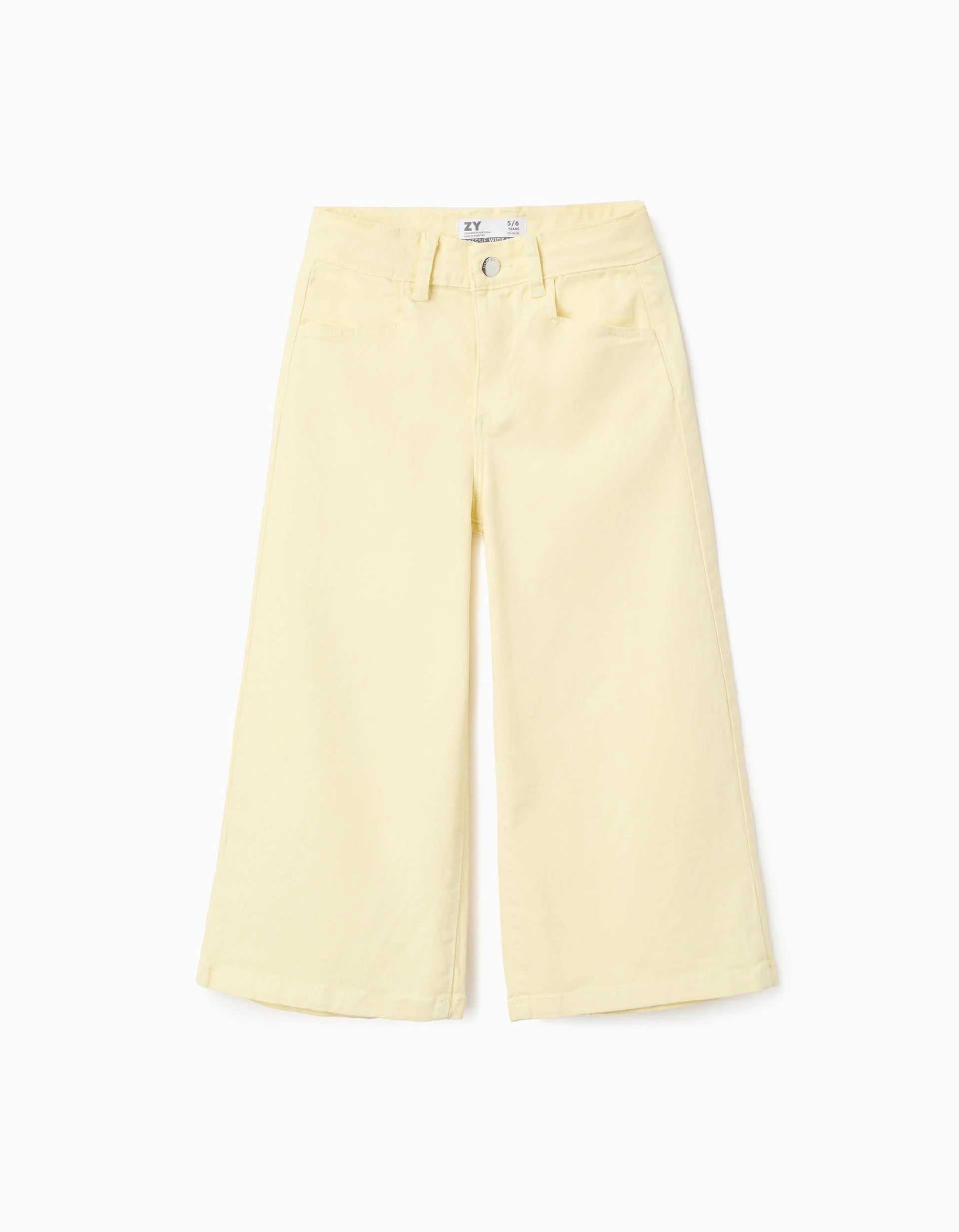 Pantalón de sarga de pierna ancha para niña, amarillo claro