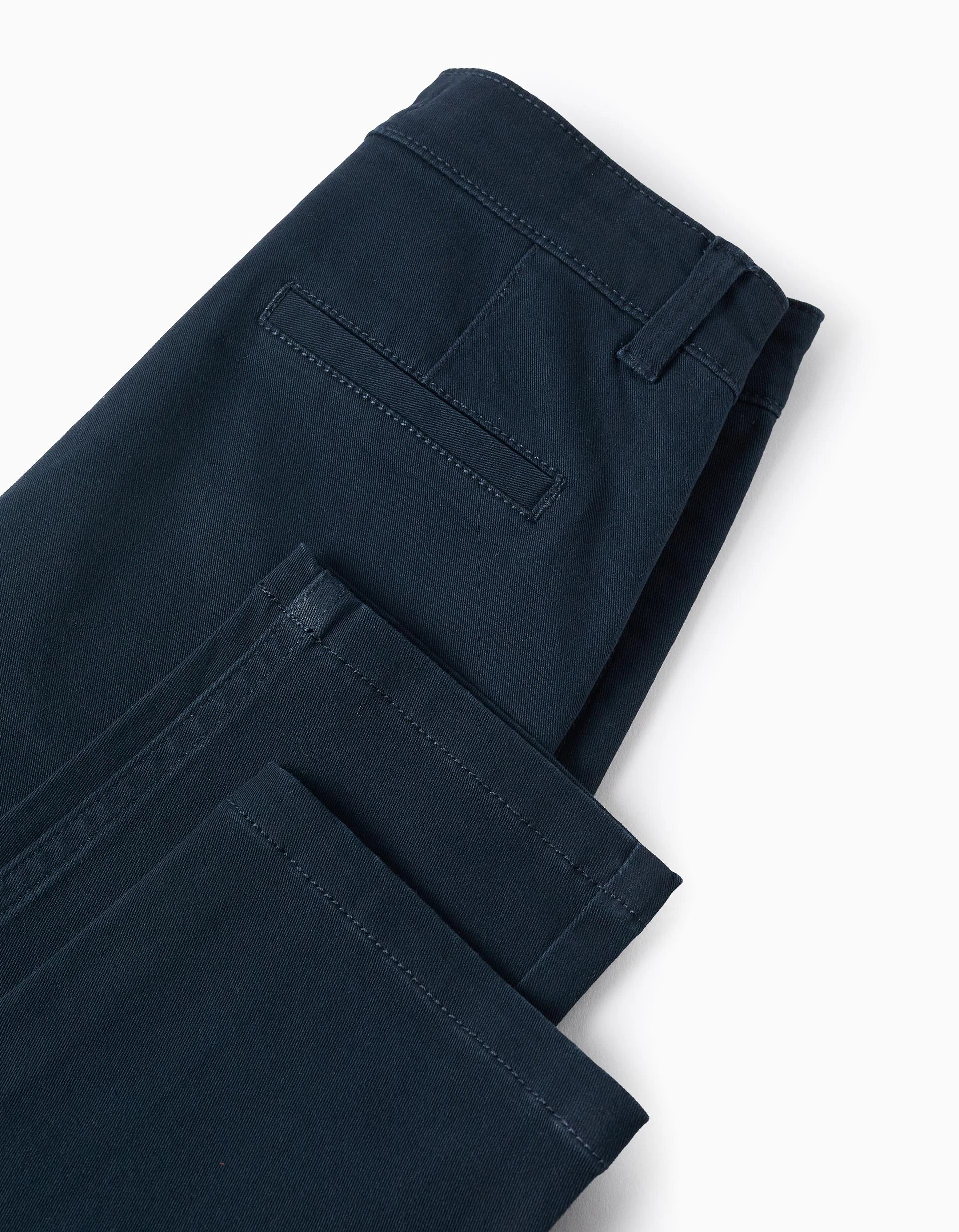 Pantalón Chino de Sarga para Niño 'Slim Fit', Azul Oscuro