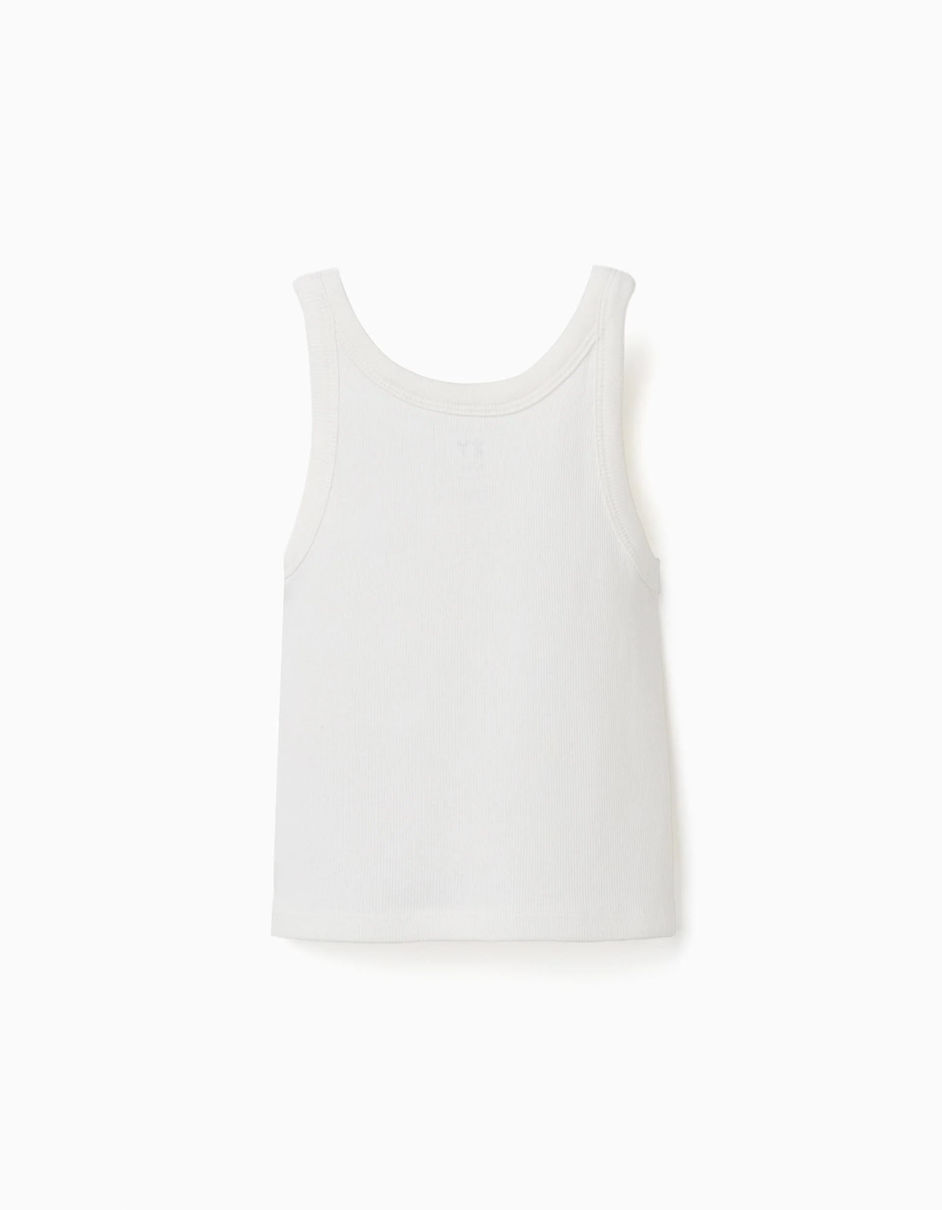 Camiseta de tirantes de algodón acanalado para niña, blanco