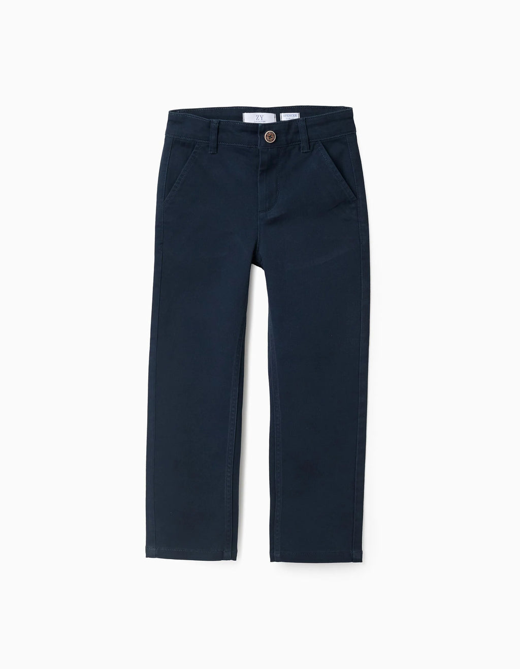 Pantalón Chino de Sarga para Niño 'Slim Fit', Azul Oscuro