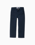 Pantalón Chino de Sarga para Niño 'Slim Fit', Azul Oscuro