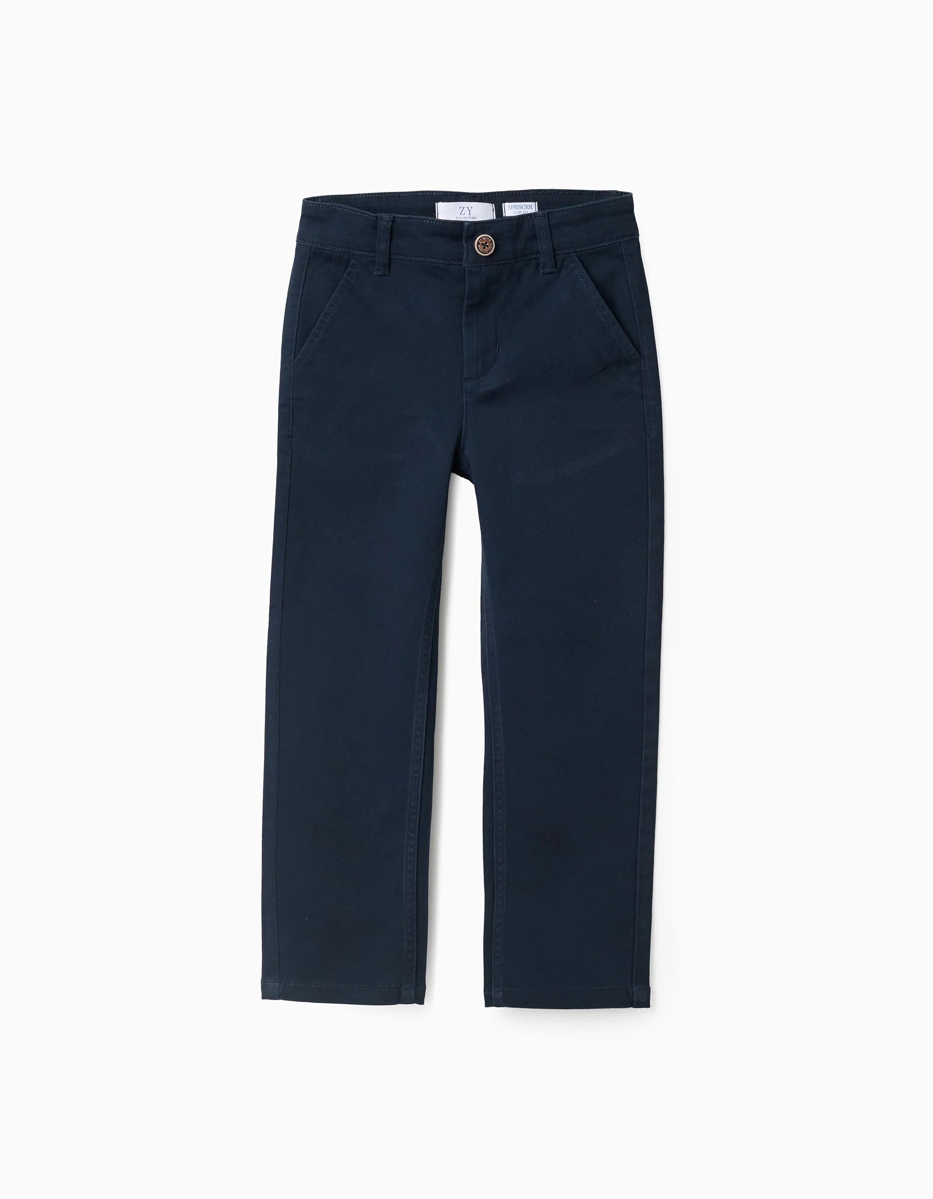 Pantalón Chino de Sarga para Niño 'Slim Fit', Azul Oscuro