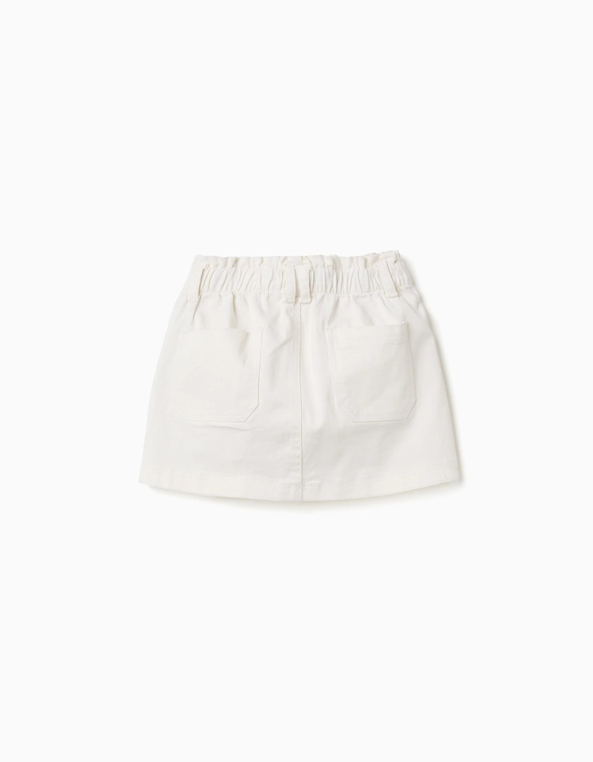 Falda de sarga con cintura paperbag y bolsillos para niña, bueno