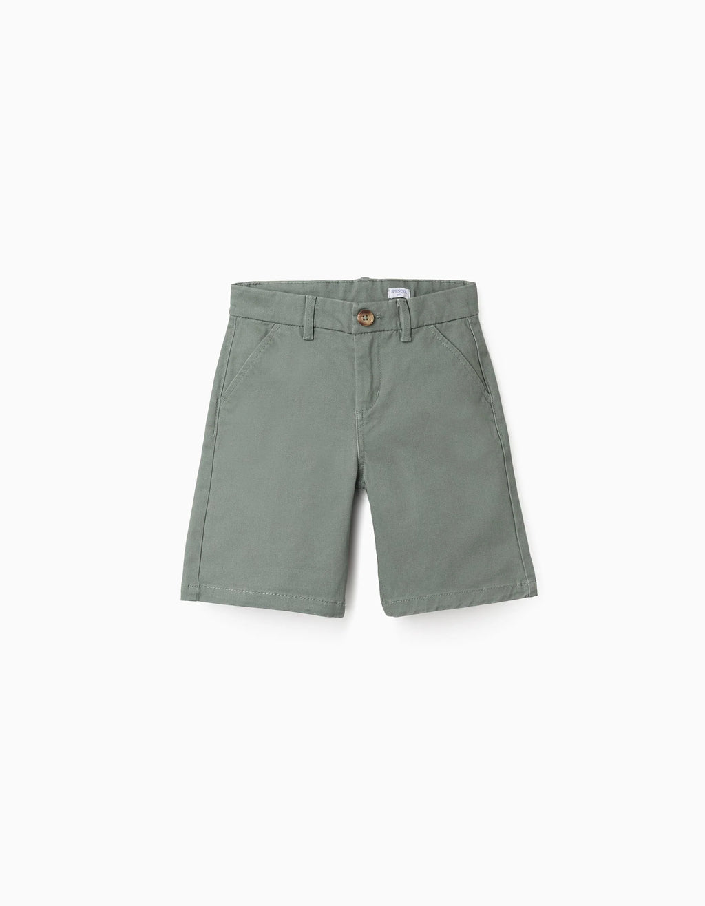 Bermudas chino midi de sarga con bolsillos para niño, verde oscuro