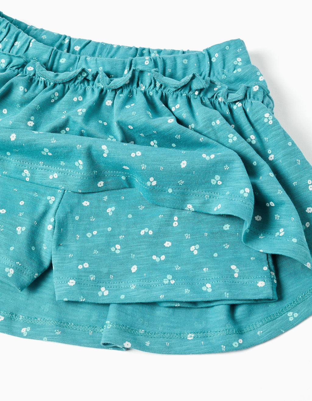 Falda pantalón de algodón con motivo floral para niña, azul turquesa