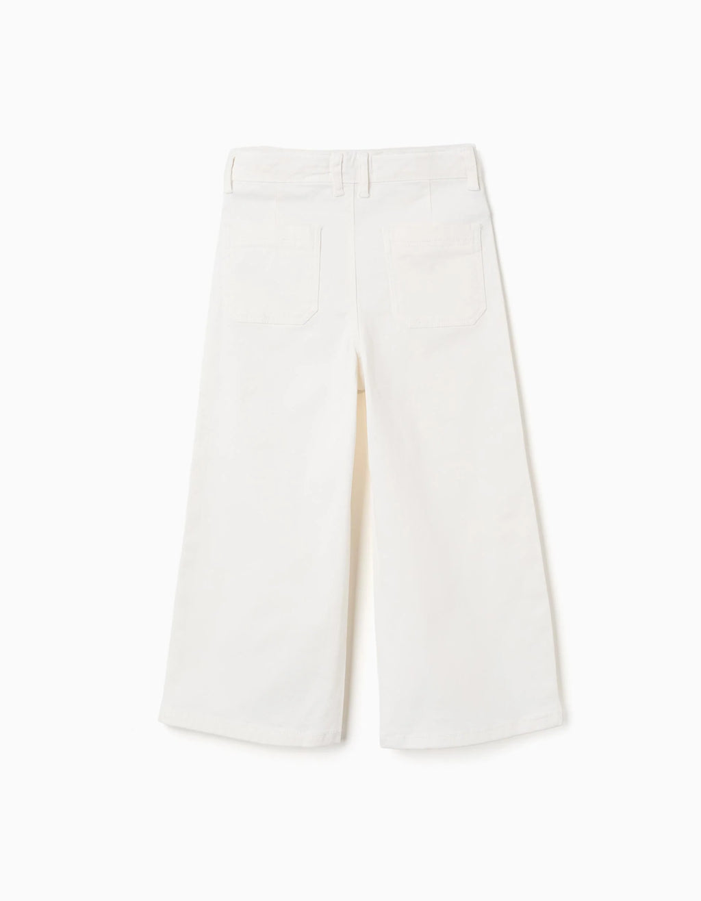 Pantalón de sarga de pierna ancha para niña, blanco