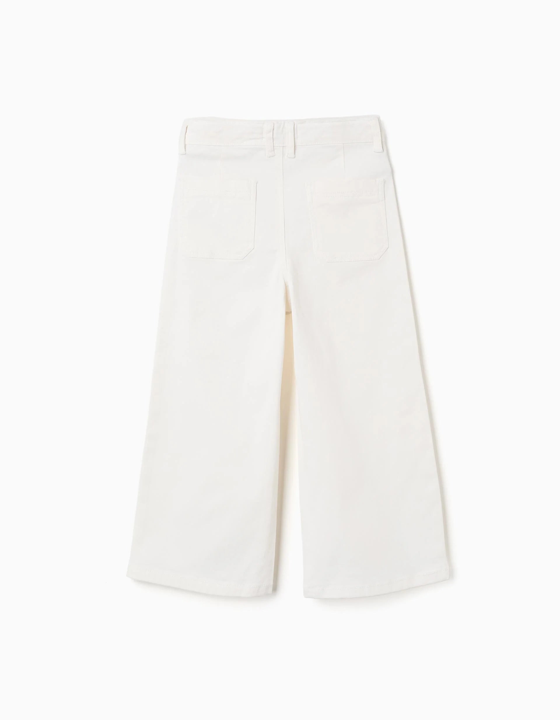 Pantalón de sarga de pierna ancha para niña, blanco