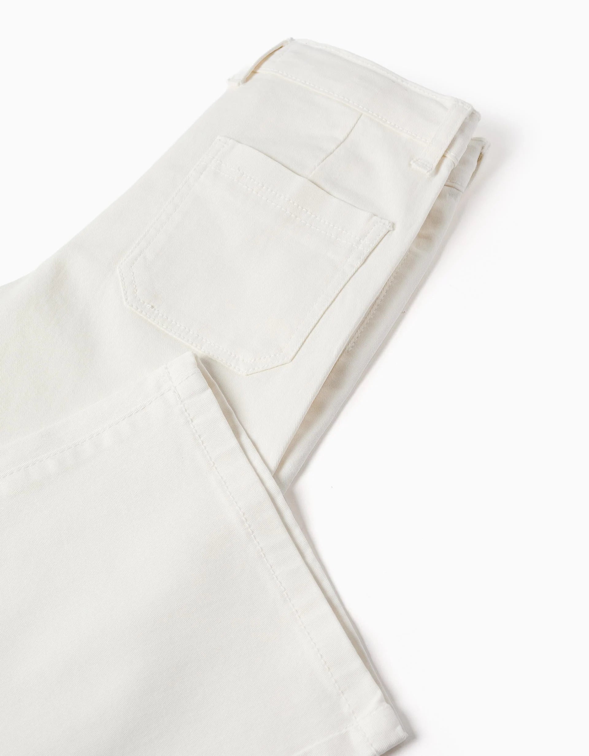 Pantalón de sarga de pierna ancha para niña, blanco