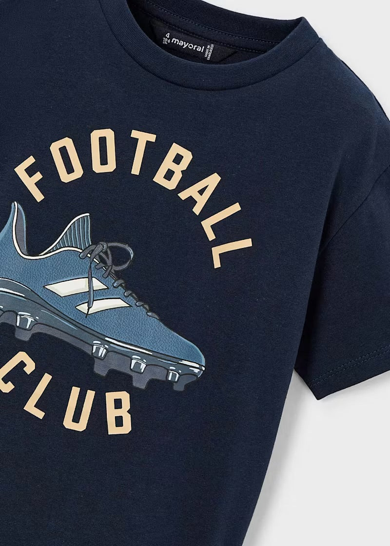 Camiseta botas de fútbol niño, marino