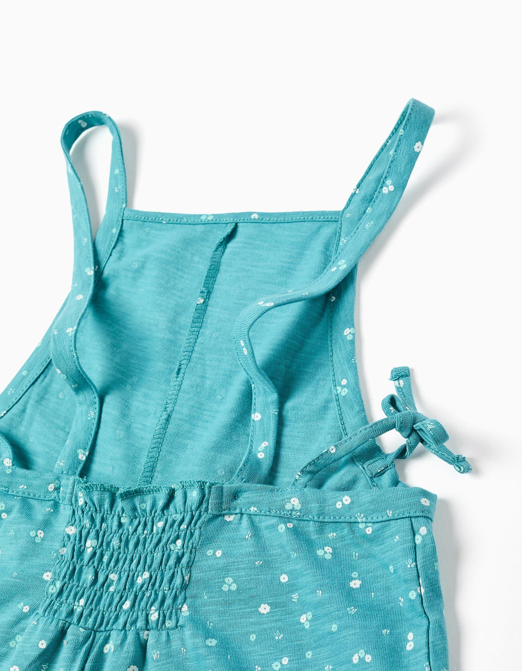 Mono de algodón con motivo floral para niña, azul turquesa
