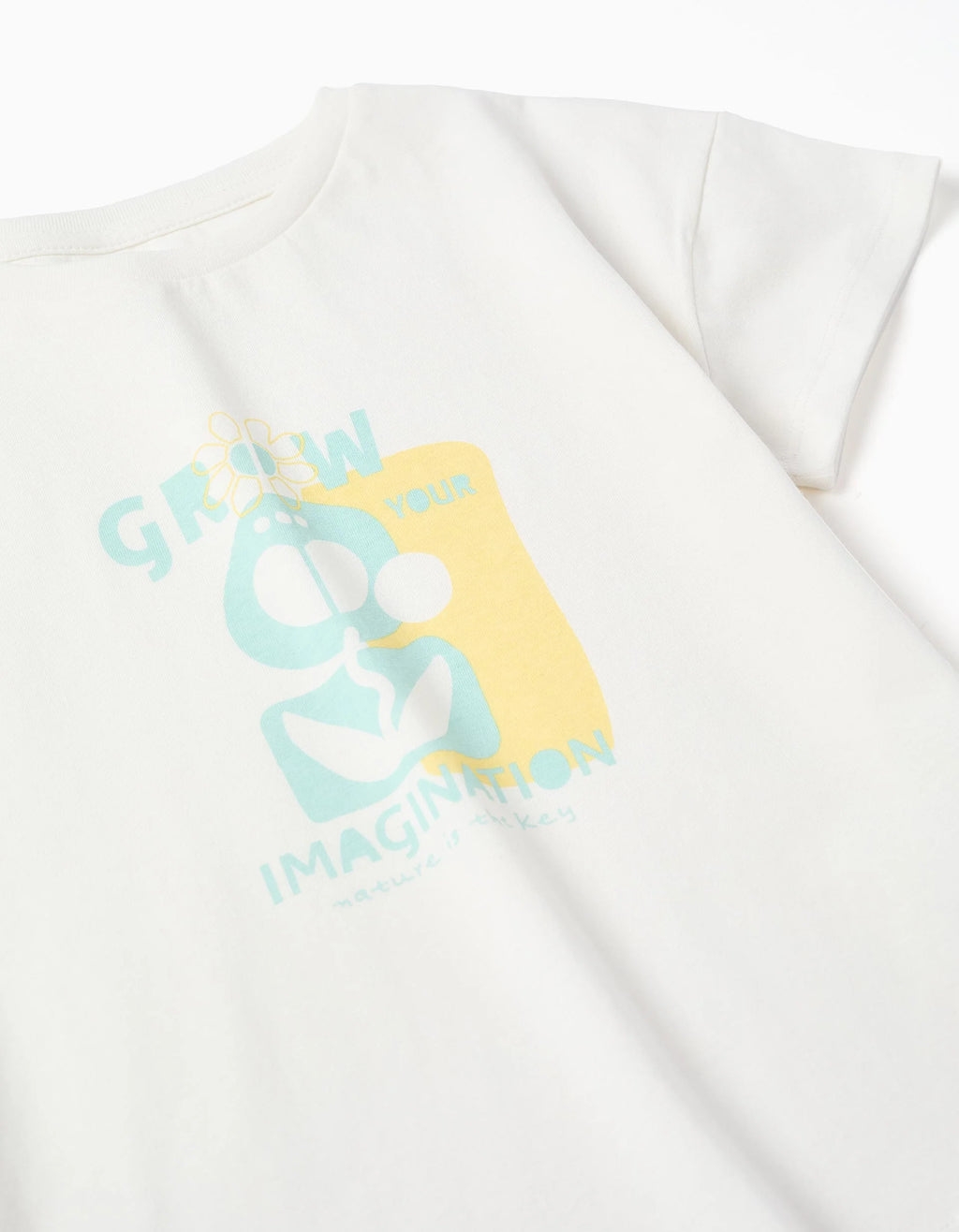 Camiseta de algodón con estampado Imagination para niña, blanco