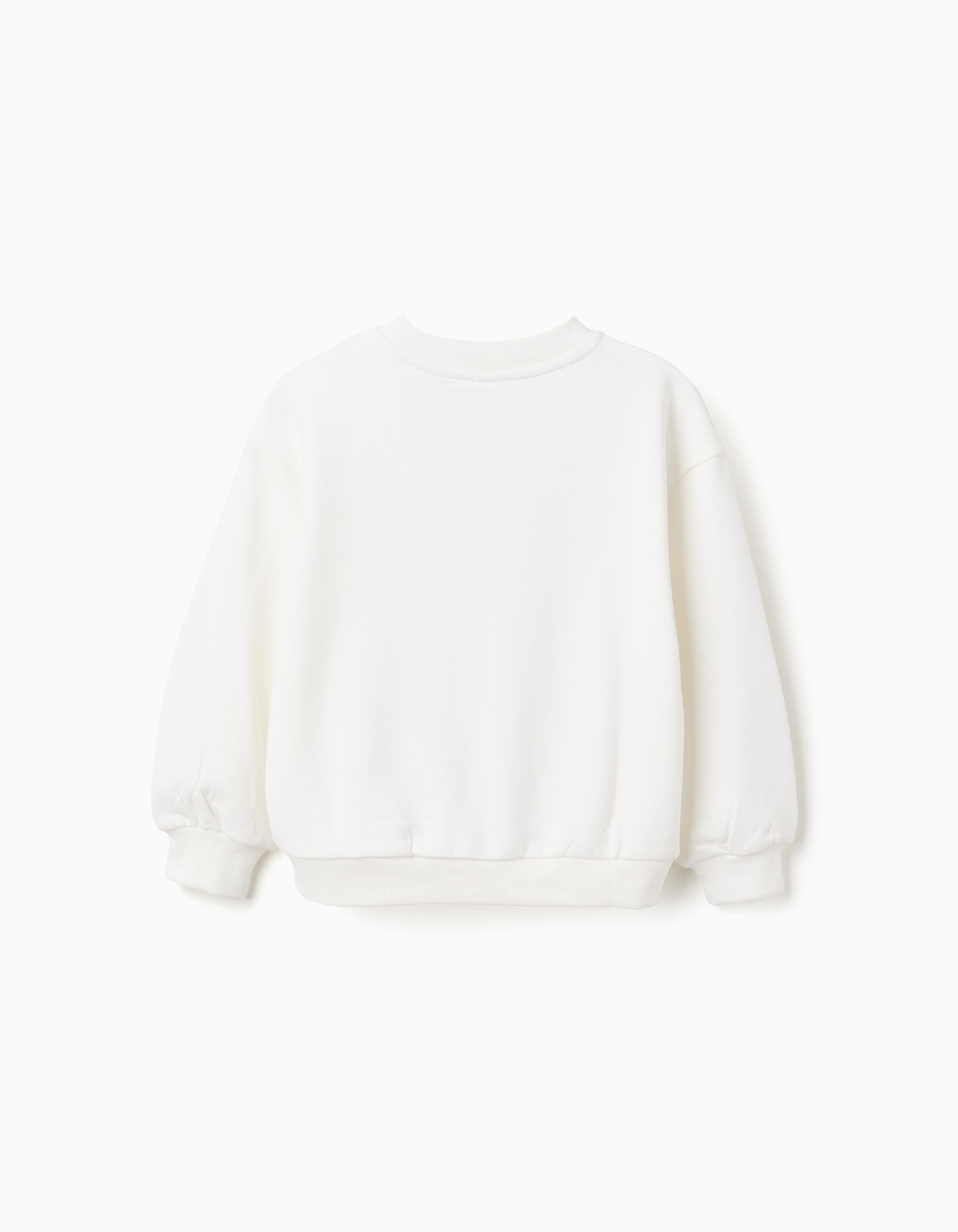 Sudadera de algodón con puesta de sol estampada para niña, blanco