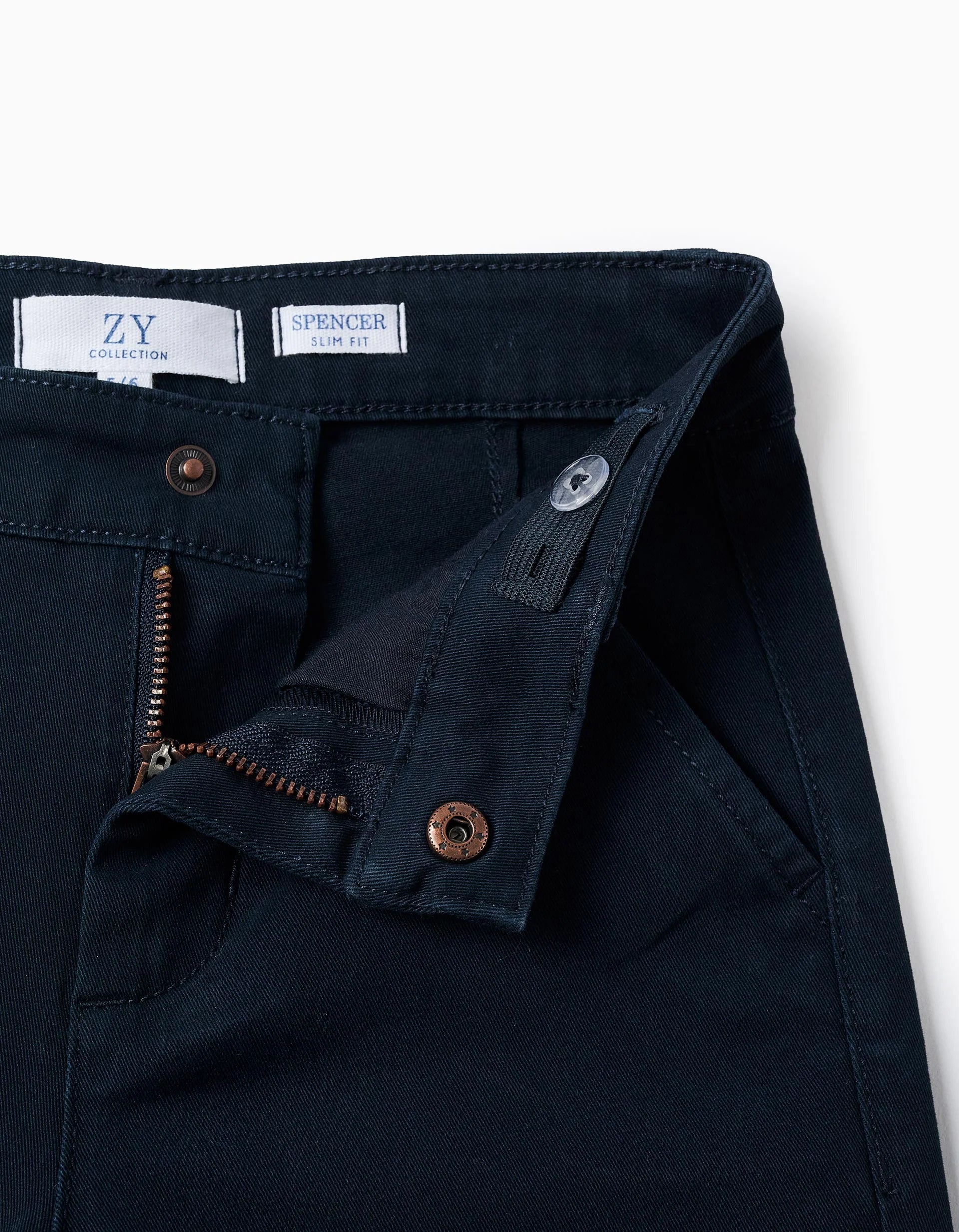 Pantalón Chino de Sarga para Niño 'Slim Fit', Azul Oscuro