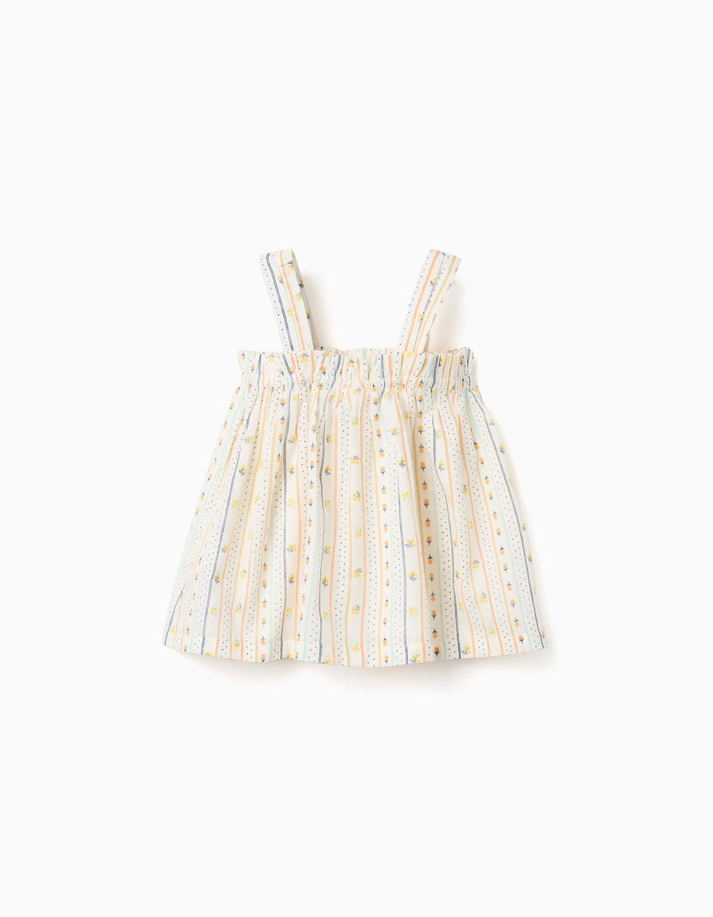Top sin mangas de algodón con estampado floral para niña, multicolor