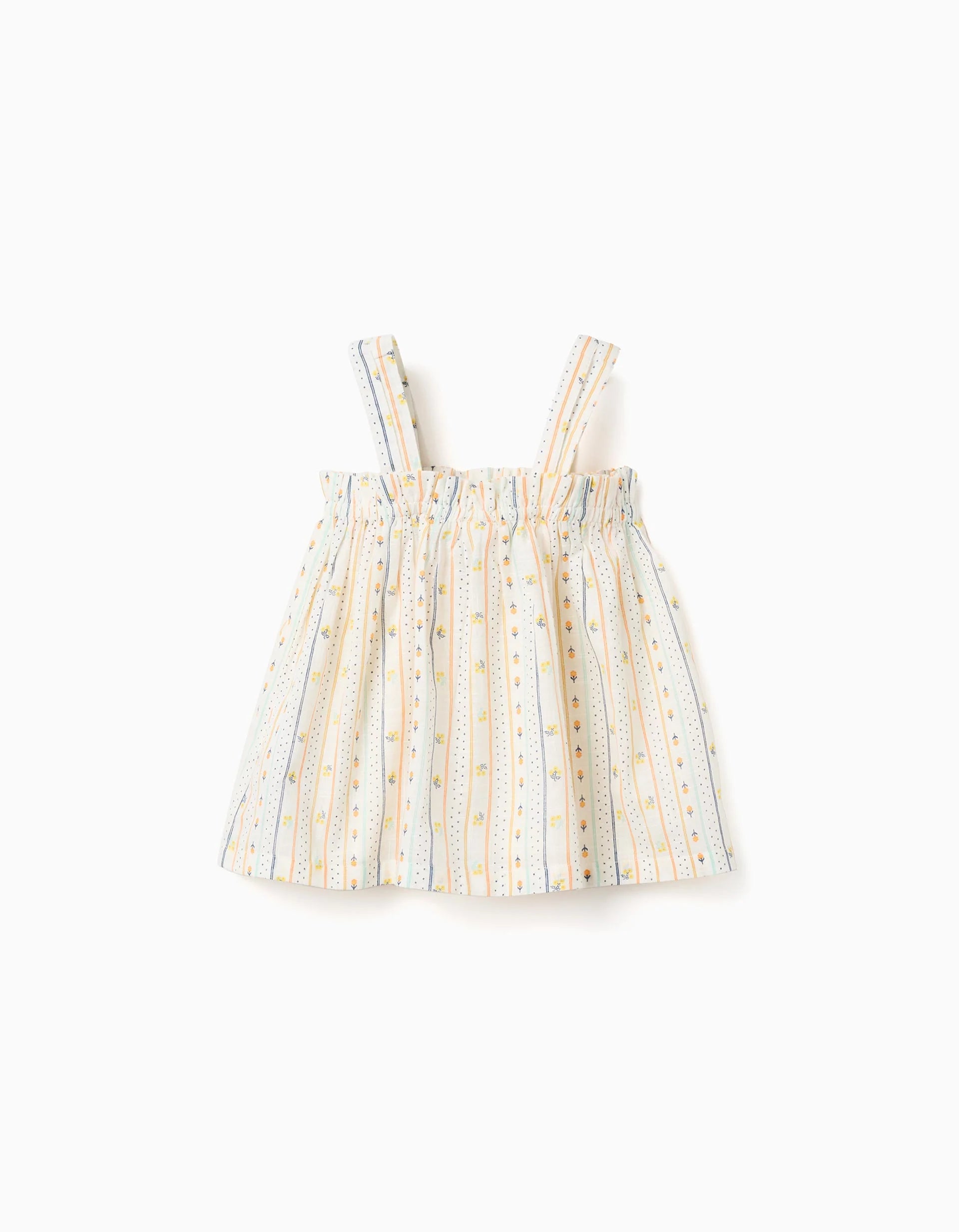 Top sin mangas de algodón con estampado floral para niña, multicolor