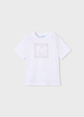 Camiseta básica letra niño, blanco