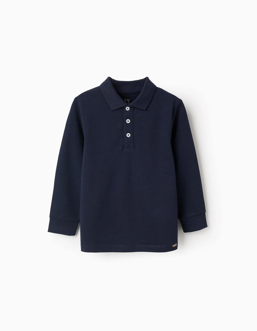 Polo de Manga Larga en Algodón para Niño, Azul Oscuro