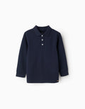 Polo de Manga Larga en Algodón para Niño, Azul Oscuro